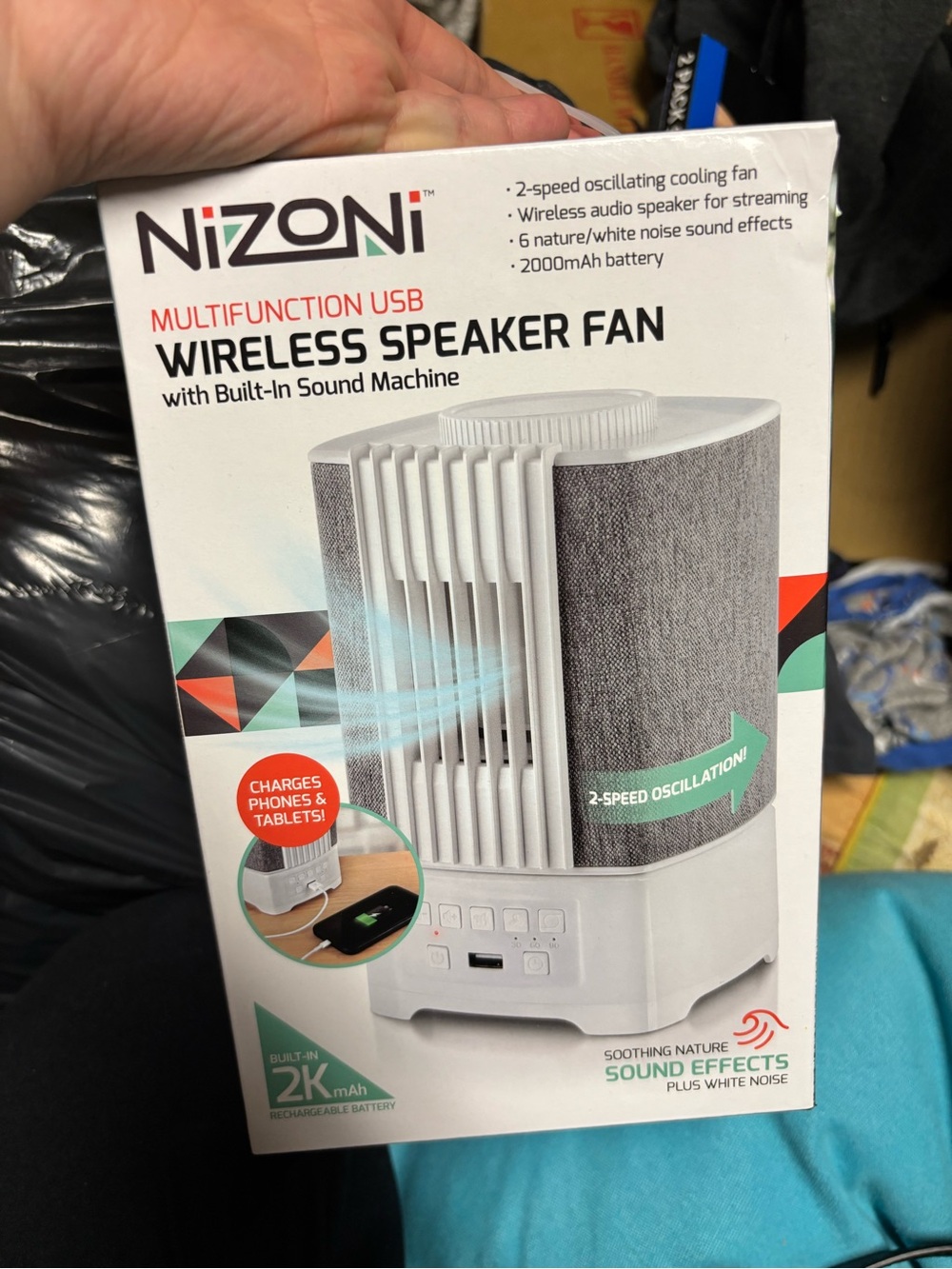 NiZONi Multifunction USB Wireless Speaker Fan - Gray & White